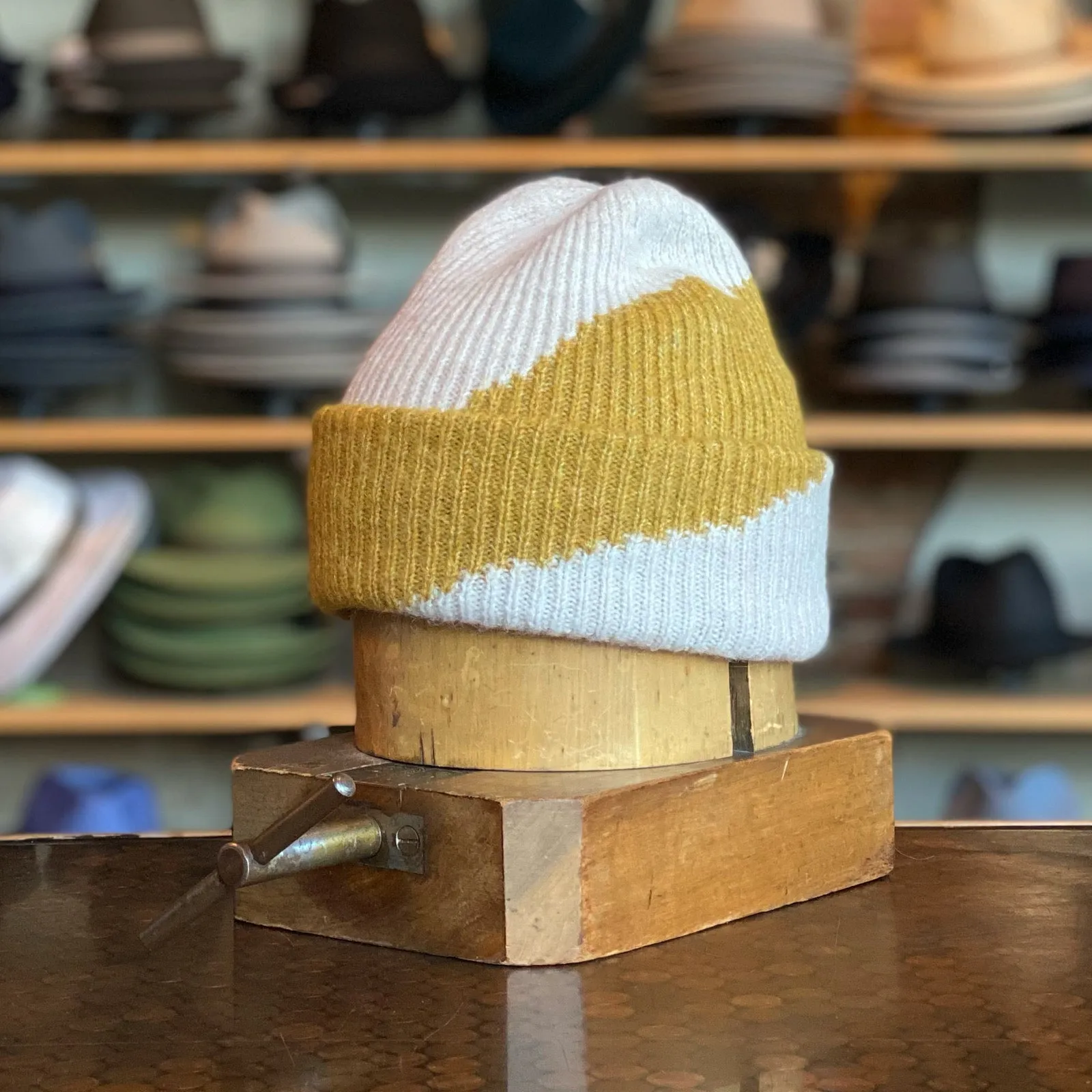 Geometric Two-Tone Beanie