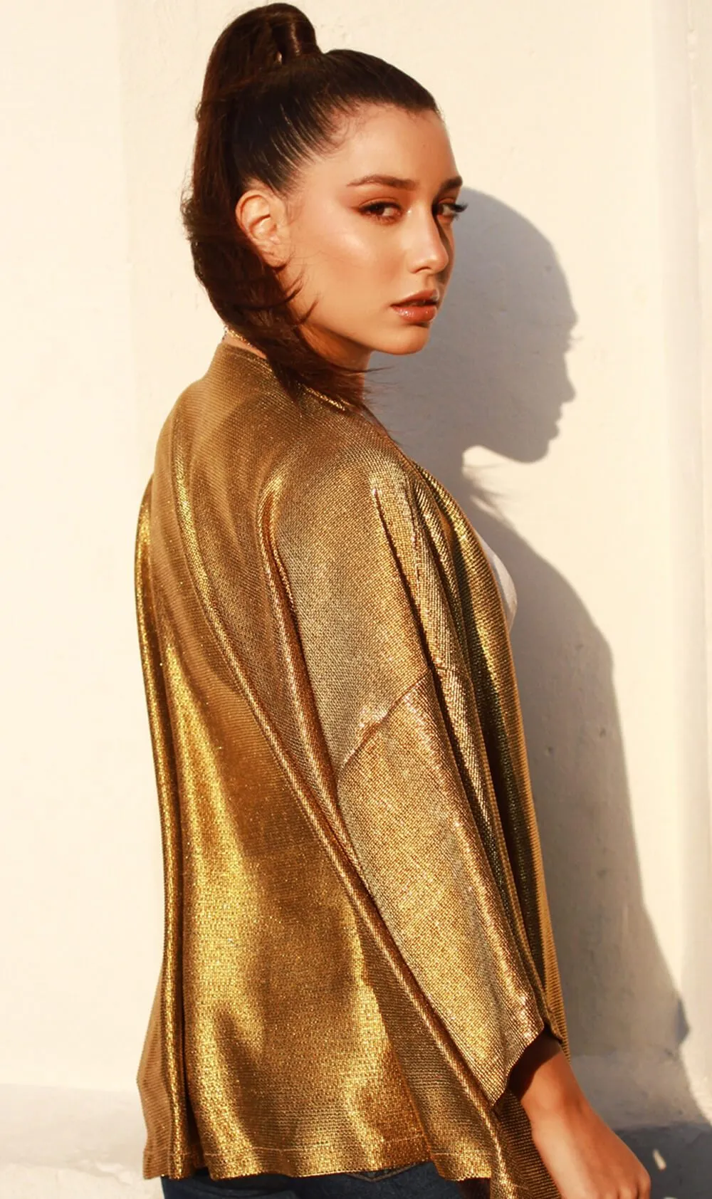 Gold Tunic Length Kimono