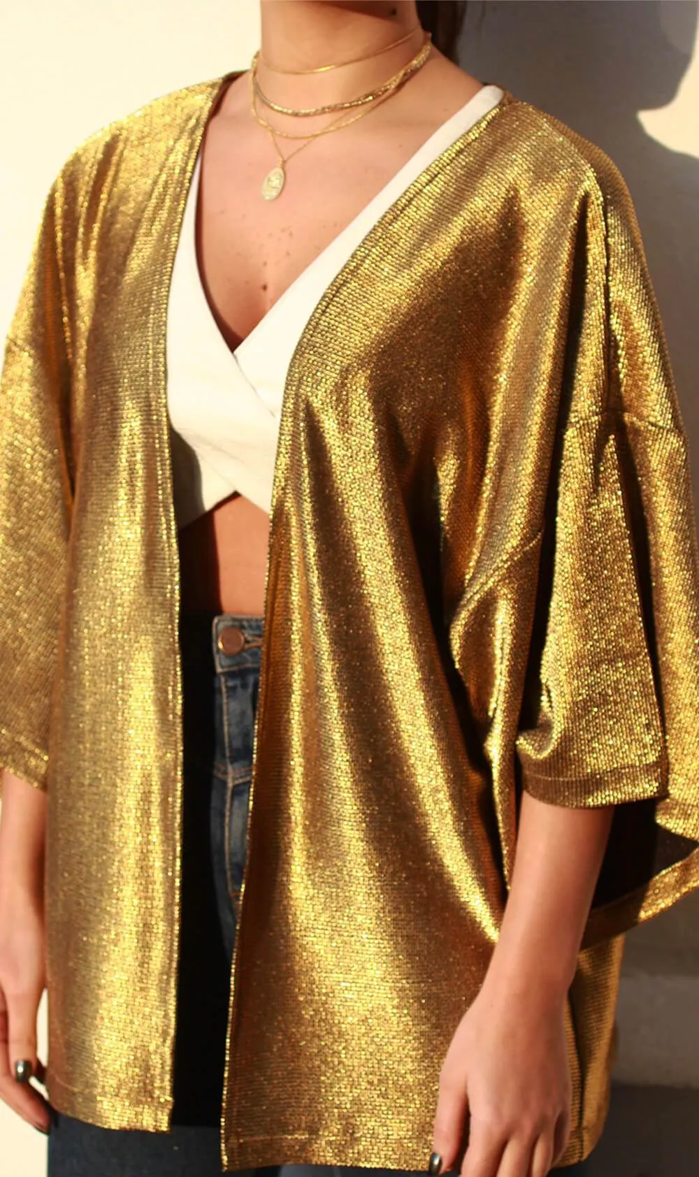 Gold Tunic Length Kimono