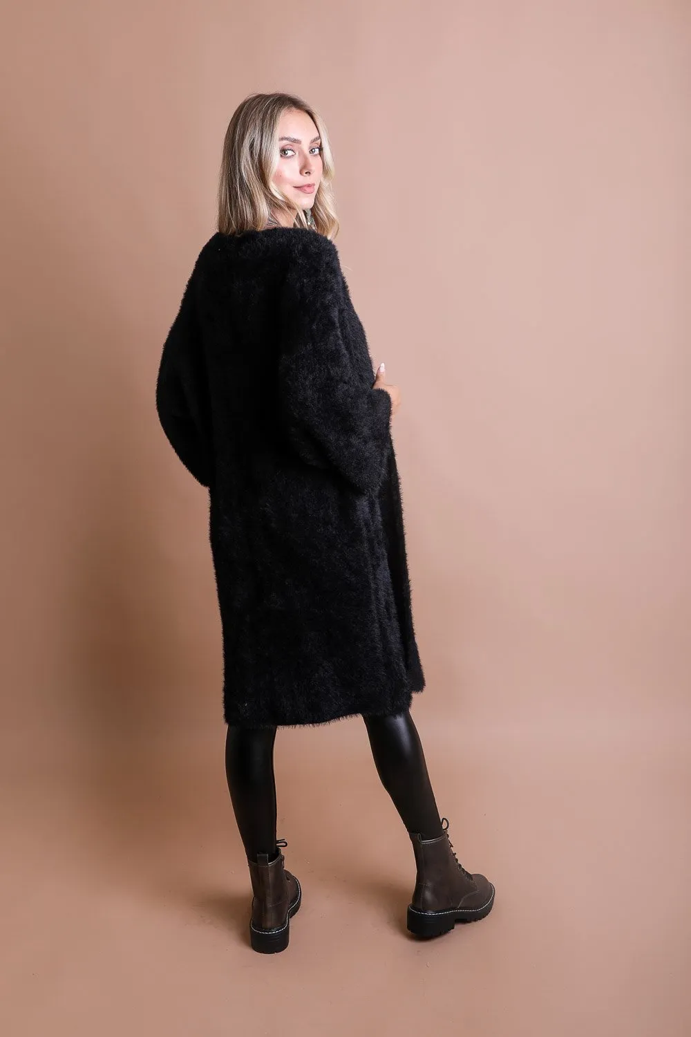 Gray Luxe Faux Mohair Cardigan – Cozy Winter Essential