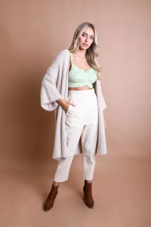 Gray Luxe Faux Mohair Cardigan – Cozy Winter Essential