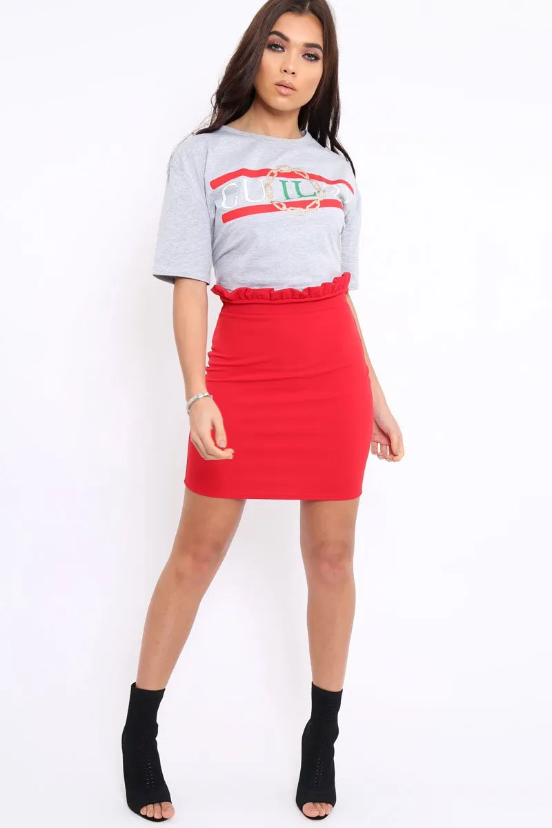Grey Guilty Cropped Slogan T-shirt - Jaedyn
