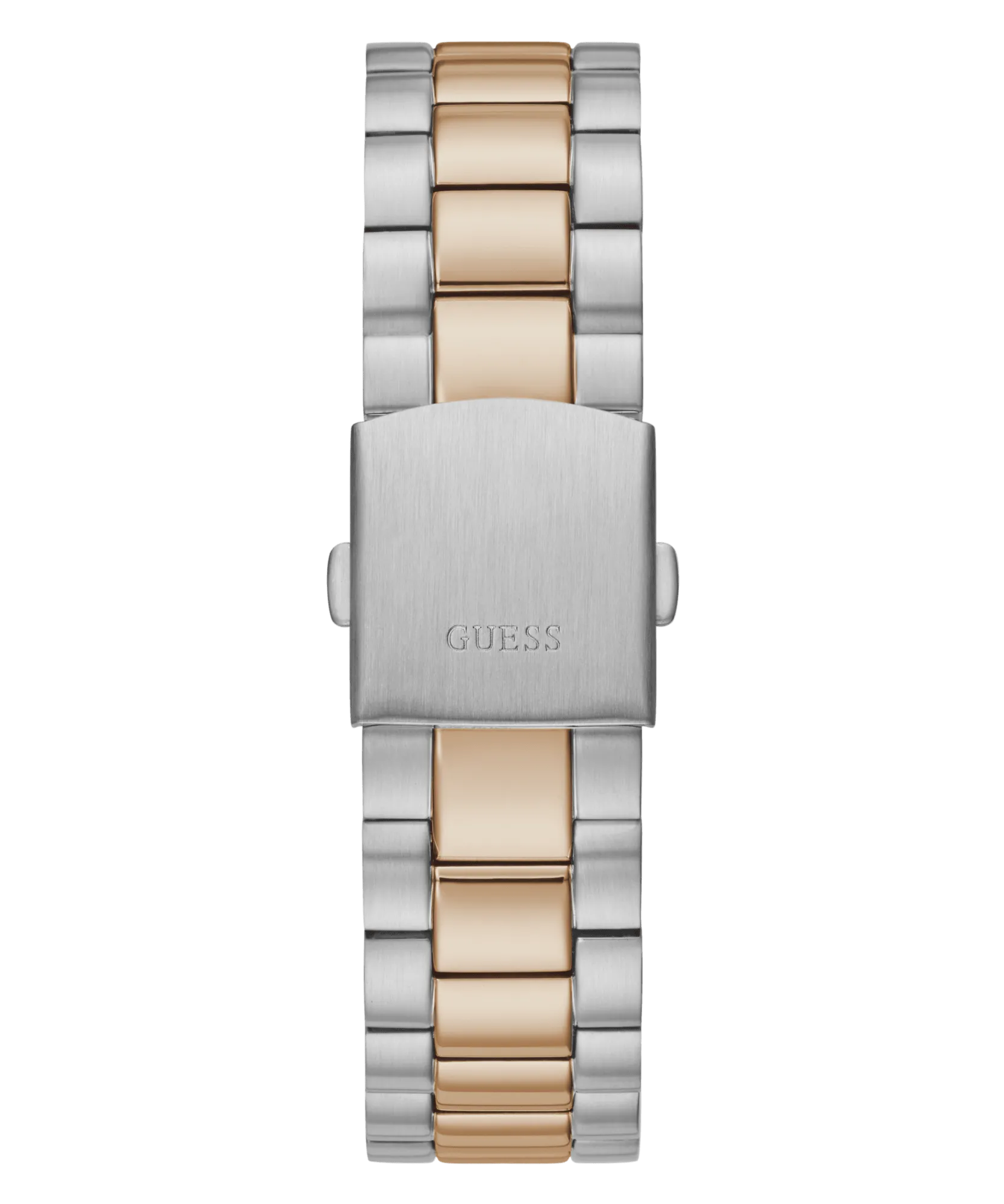 Guess Connoisseur Brushed And Polished Two Tone Case Blue Day Date Dial And Brushed And Polished Two Tone Bracelet GW0265G12