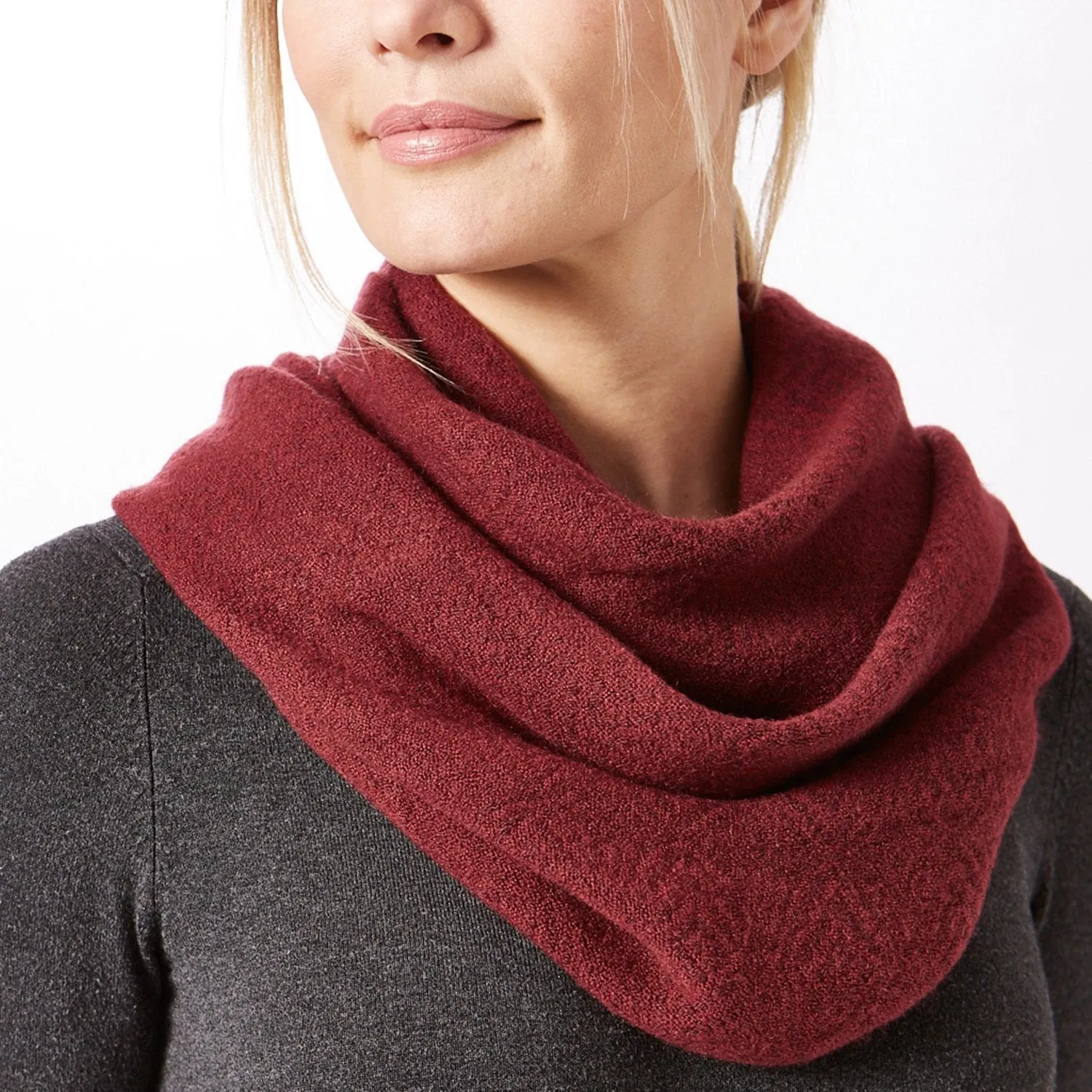 Handwoven Burgundy Infinity Scarf