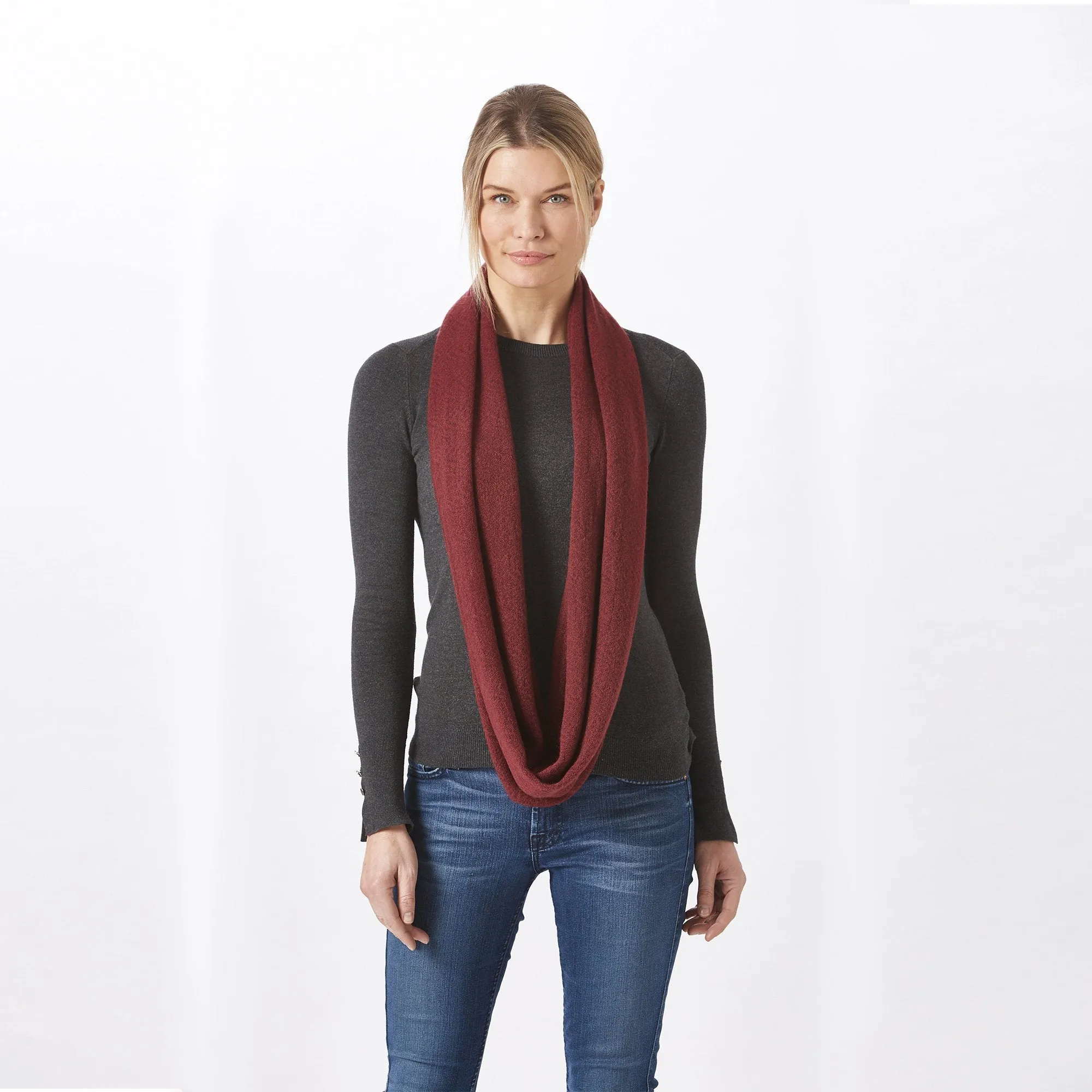 Handwoven Burgundy Infinity Scarf