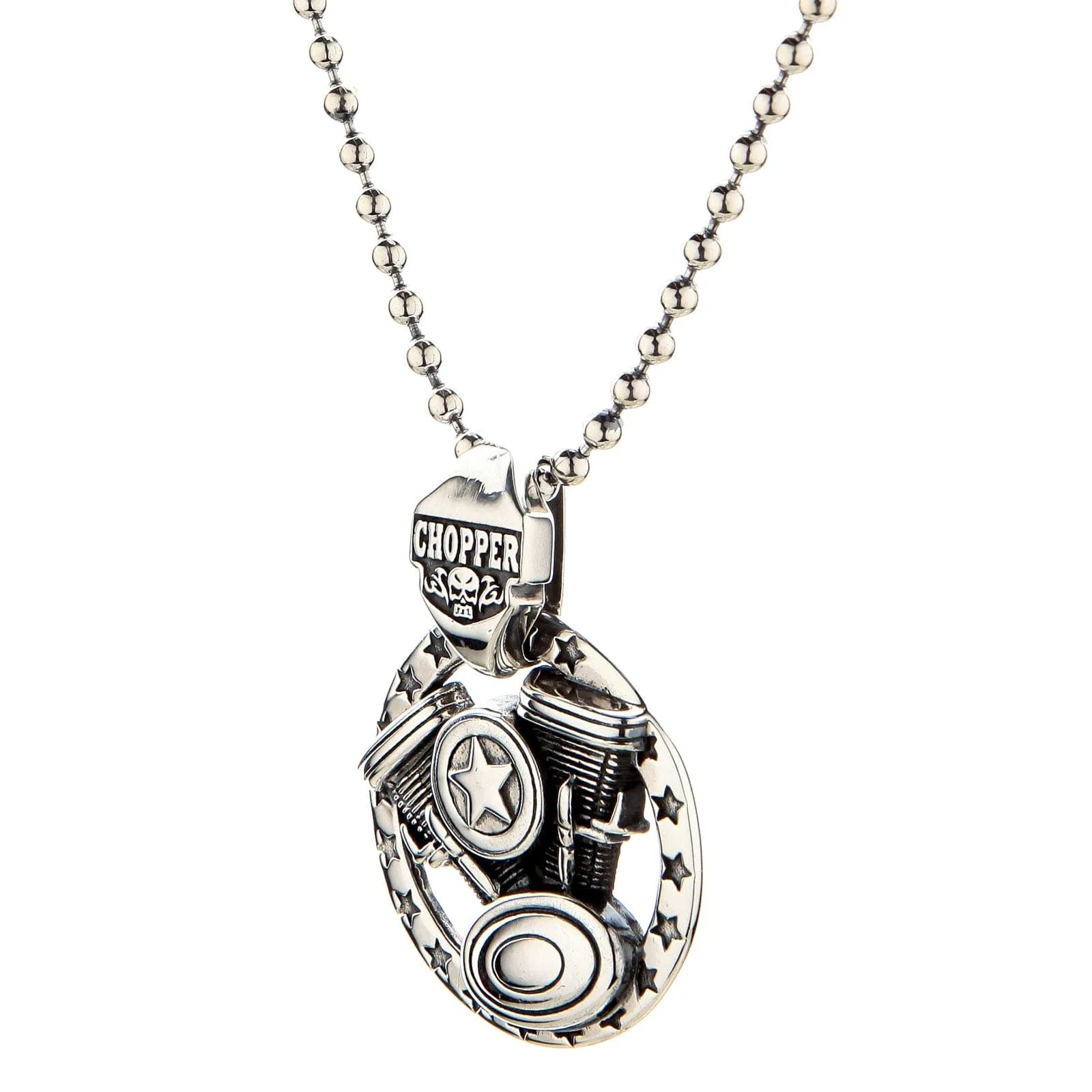 Harley Chopper Engine Sterling Silver Biker Pendant