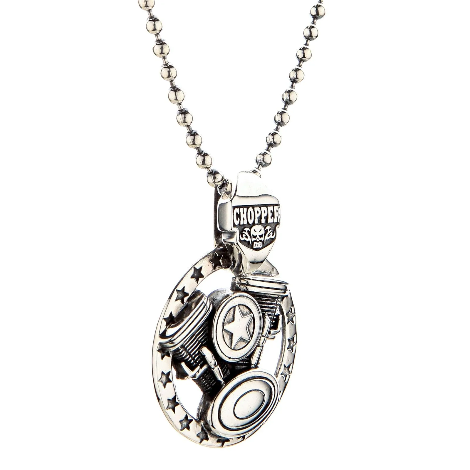 Harley Chopper Engine Sterling Silver Biker Pendant