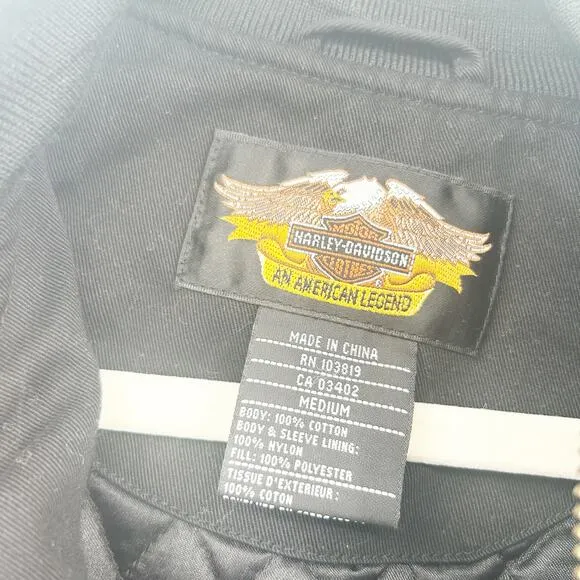 Harley Davidson Motorcycles Womens Biker Canvas Cotton Riding Bomber Jacket M