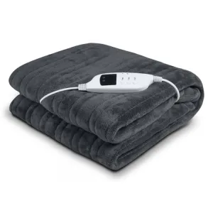HEATED ELECTRIC BLANKET THROW RUG CORAL WARM FLEECE WINTER GREY