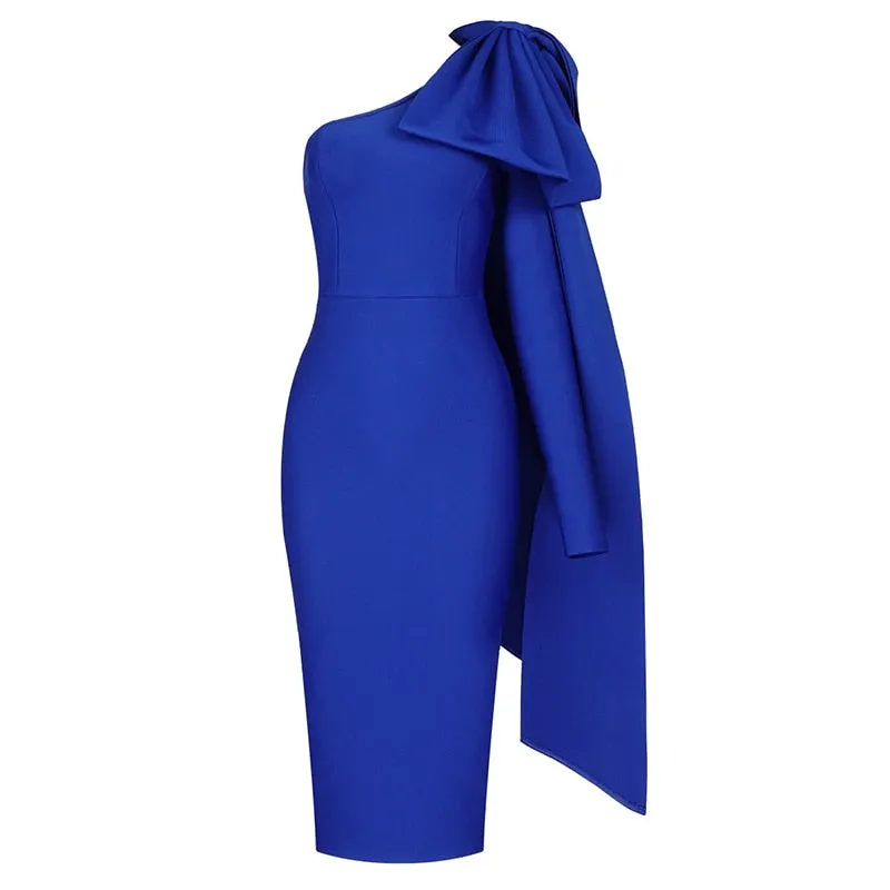 High Quality One Sleeve Rayon Bandage Dress Bodycon