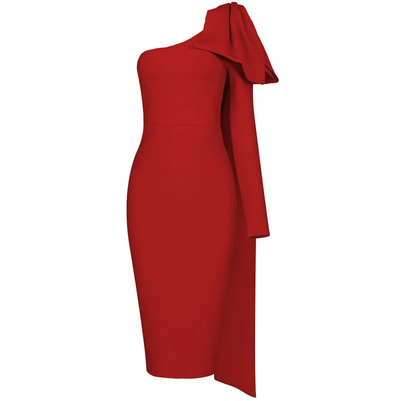 High Quality One Sleeve Rayon Bandage Dress Bodycon