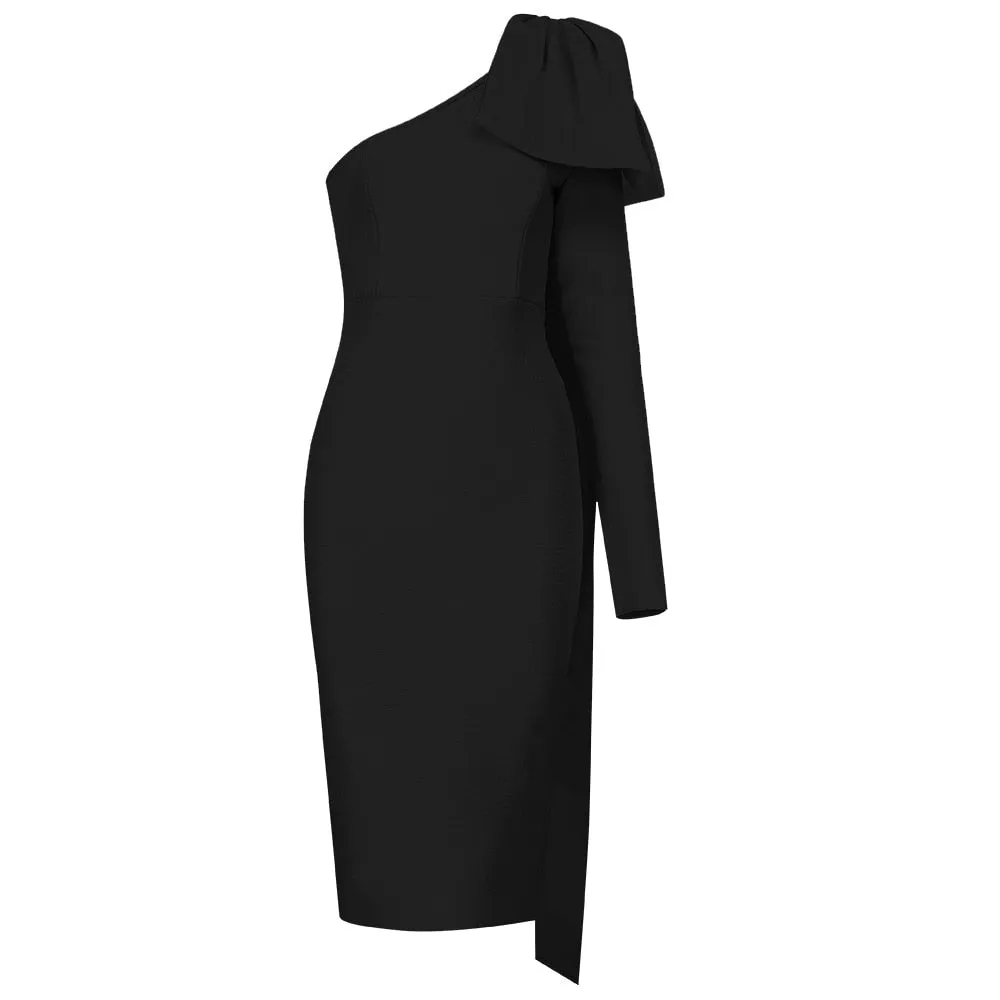 High Quality One Sleeve Rayon Bandage Dress Bodycon