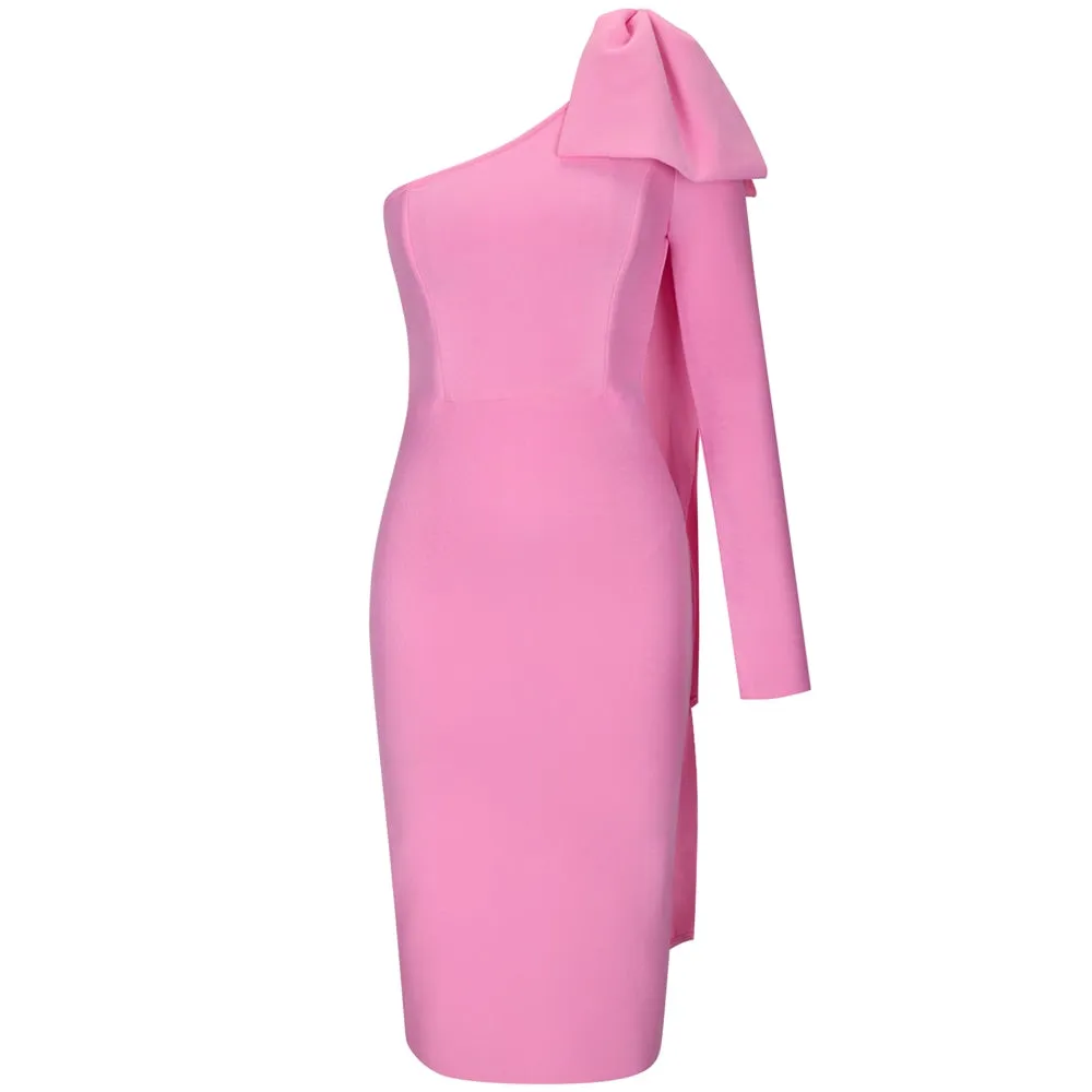 High Quality One Sleeve Rayon Bandage Dress Bodycon