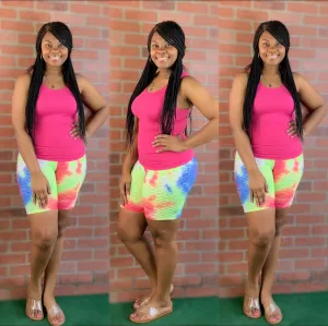 Honeycomb Tie Dye Biker Shorts Only (Multi Color)
