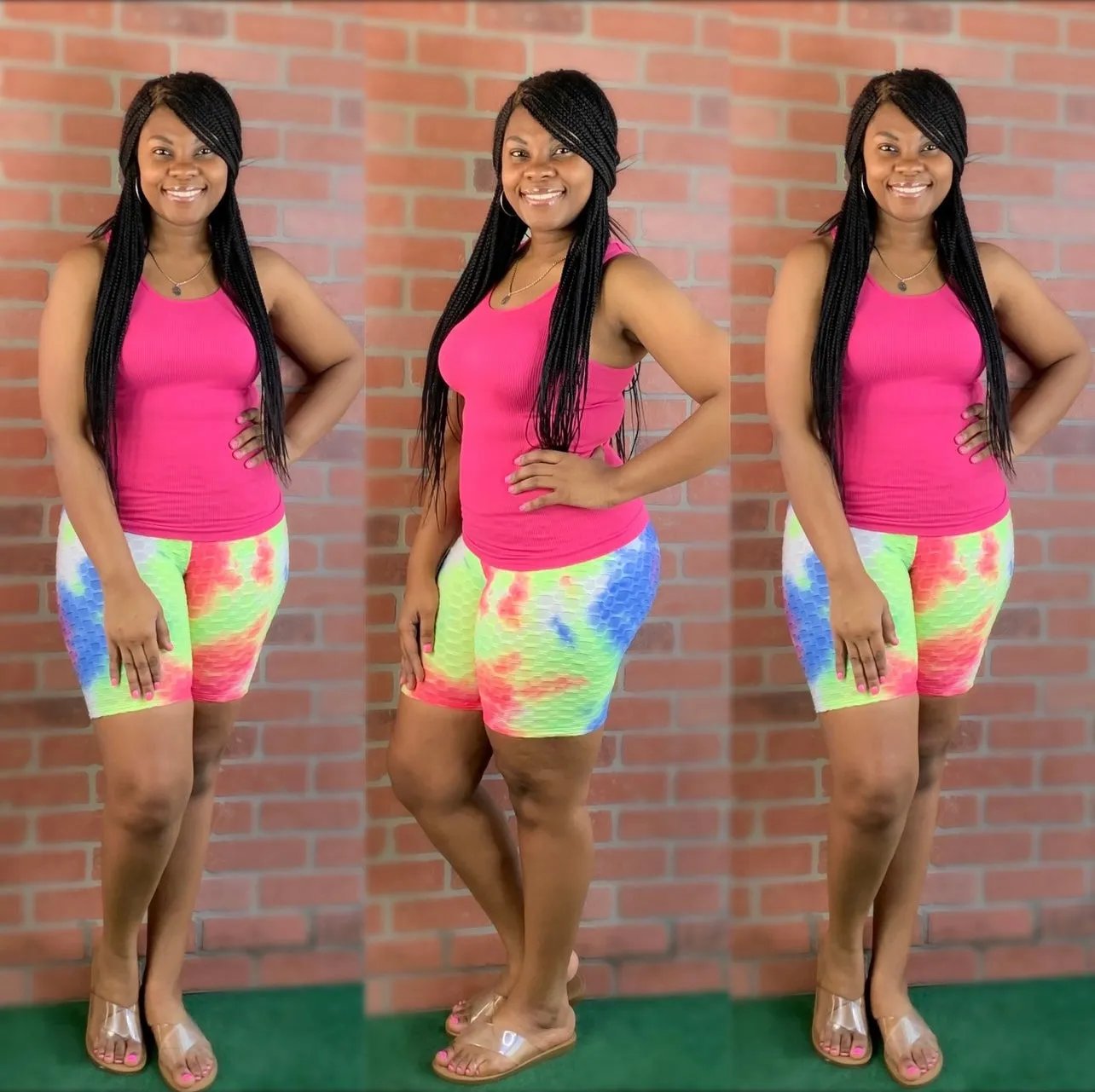 Honeycomb Tie Dye Biker Shorts Only (Multi Color)