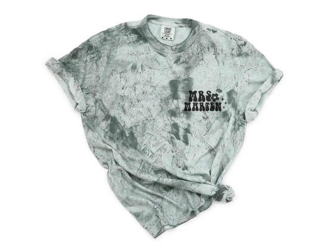 In my wife era. Custom Mrs. Garment dyed T-shirt with print on Front & Back. Personalized Wife Outfit, Wifey personalized t-shirt with name.