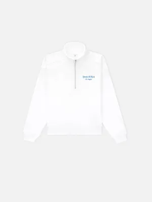 Italic Logo Embroidered Quarter Zip - White