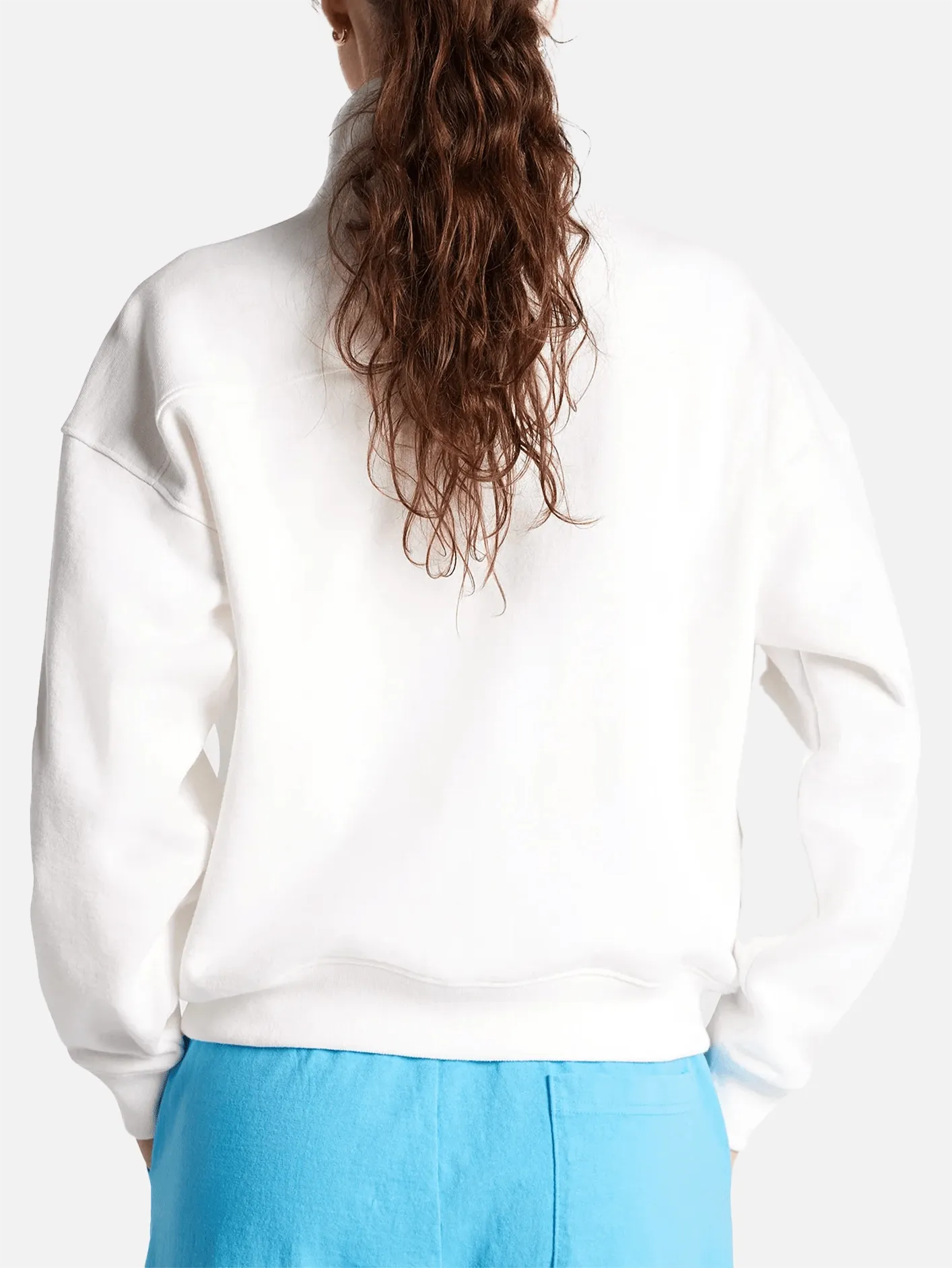 Italic Logo Embroidered Quarter Zip - White