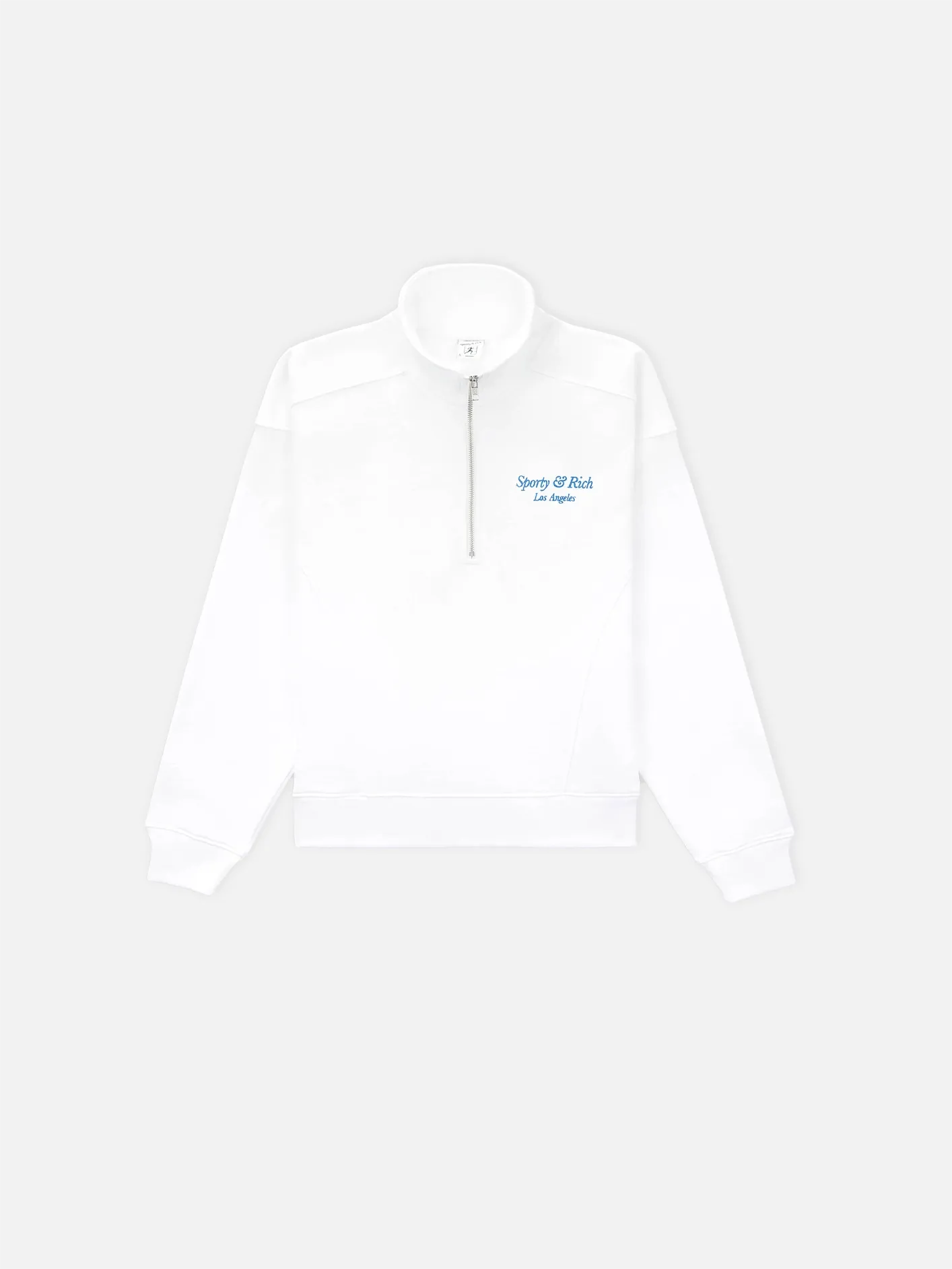 Italic Logo Embroidered Quarter Zip - White