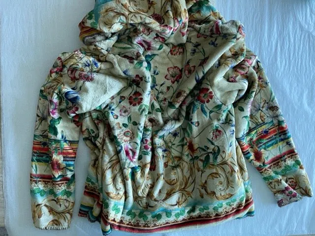 Johnny Was Felix Cozy Sherpa Jacket Floral Long Sleeves Flower Top Cream XXL NEW