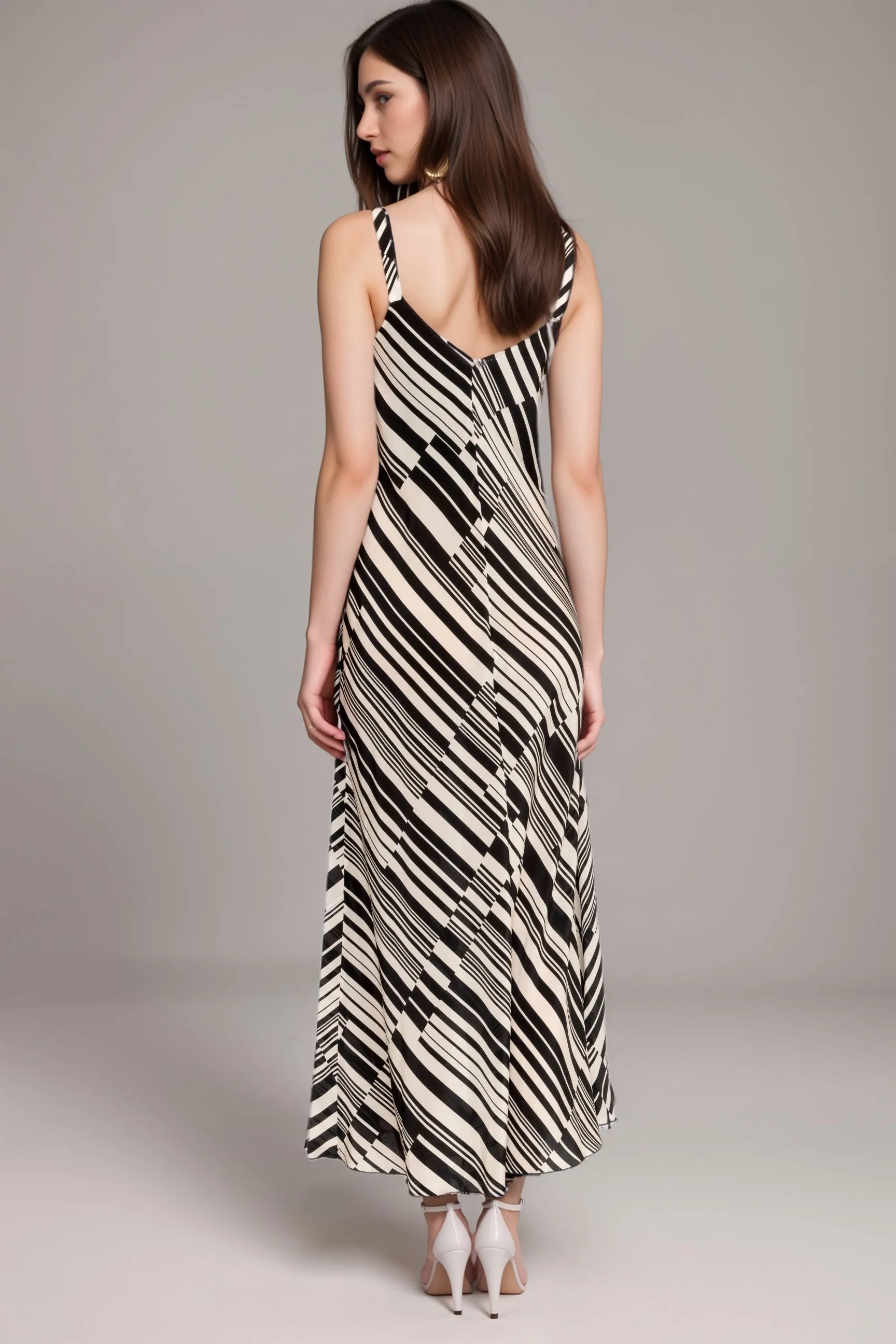 Johnny Was Jade Stripe Normania Bias Silk Maxi Dress L32024