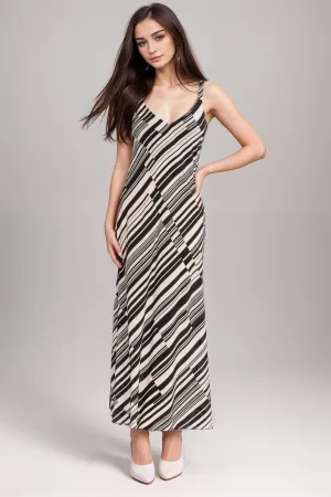 Johnny Was Jade Stripe Normania Bias Silk Maxi Dress L32024