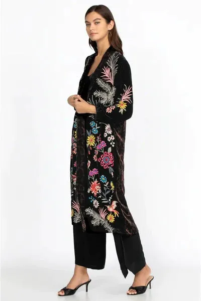 Johnny Was Tiarei Leggings Velvet Pant Floral Embroidery Pants Black Legging NEW