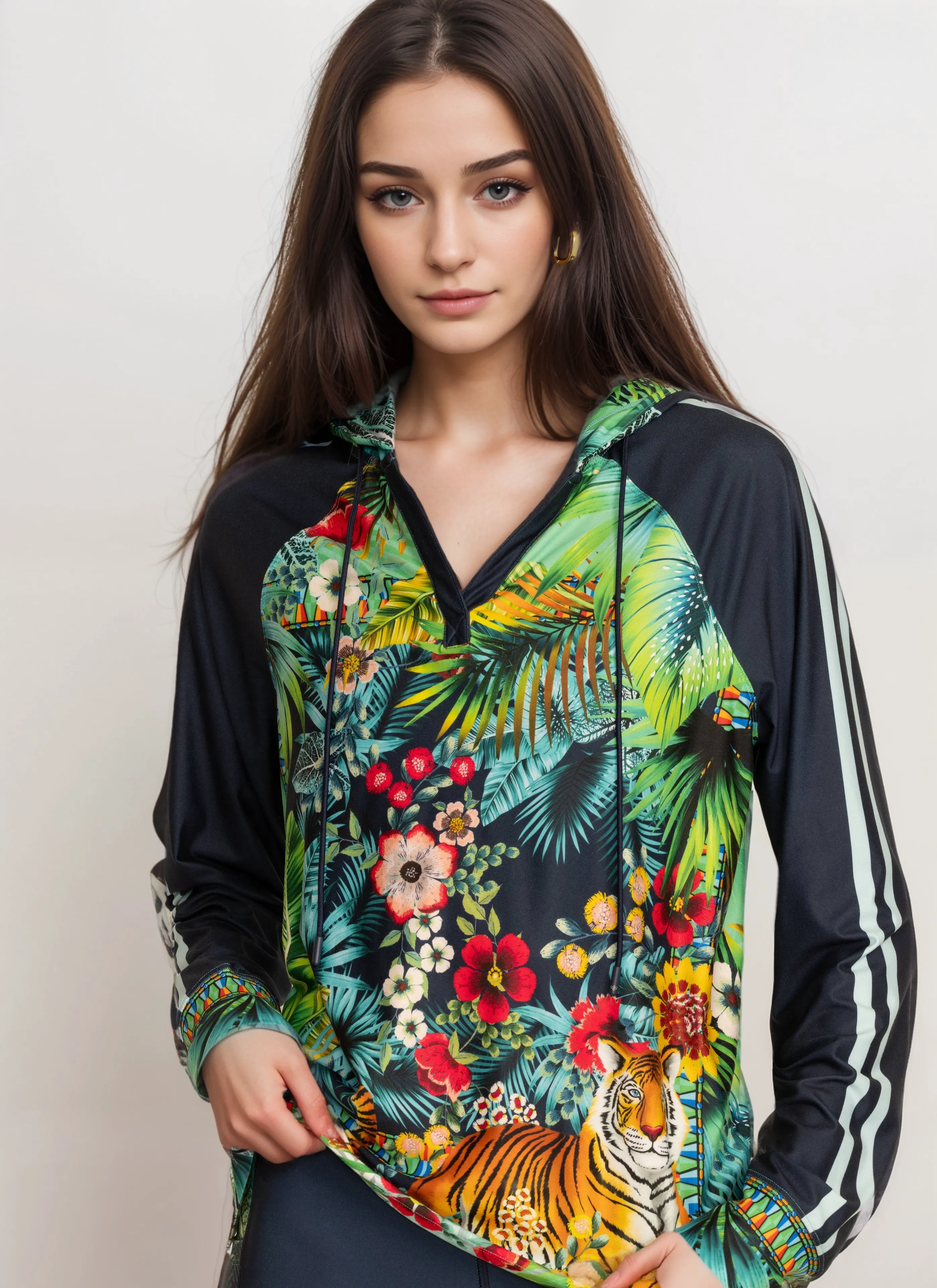 Johnny Was Tigress Featherweight Pullover Hoodie A5124