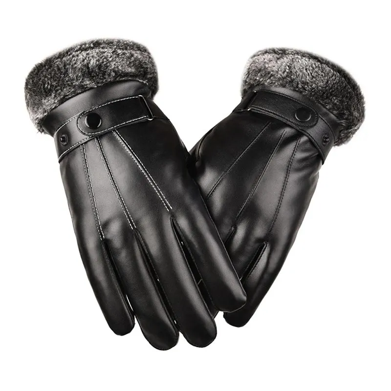 Leather Winter Warm Gloves