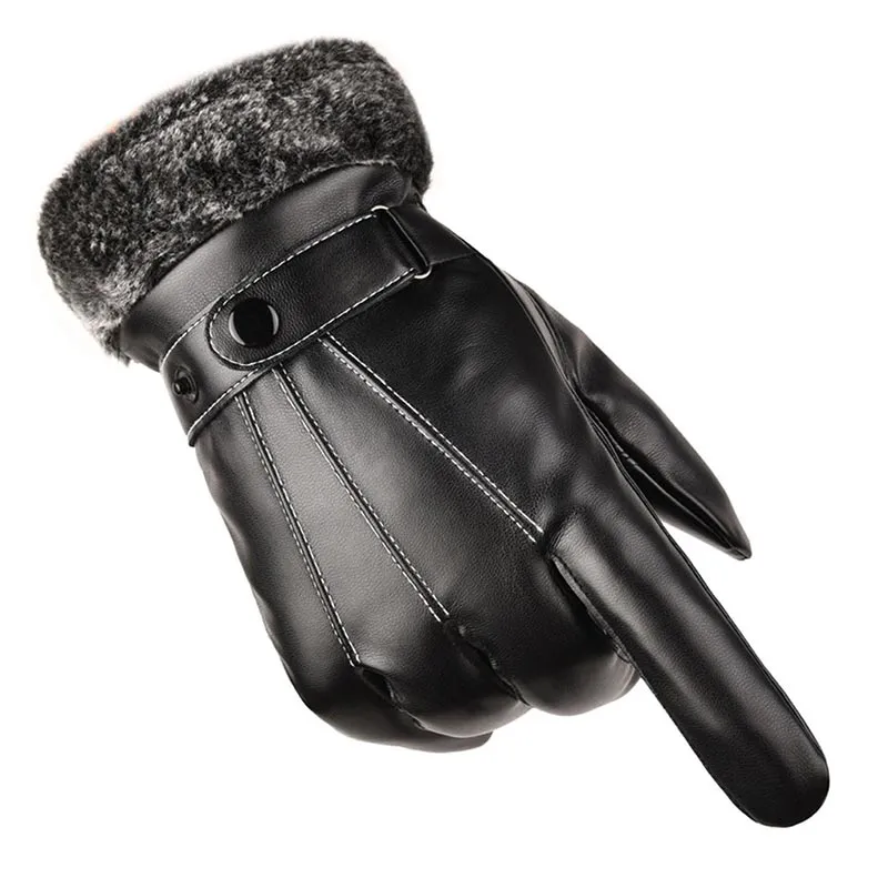 Leather Winter Warm Gloves