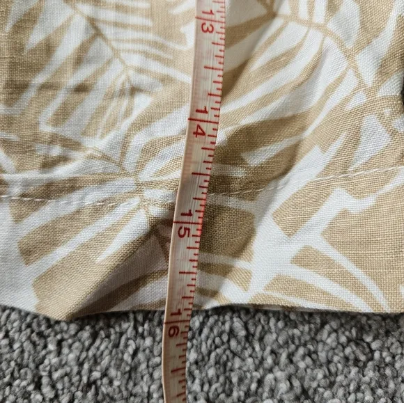 LOFT printed cinched front tie high waist shorts, 40&quot;, beige/ white