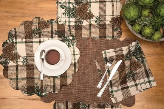 Lookout Lodge Round Quilted Cotton Placemat