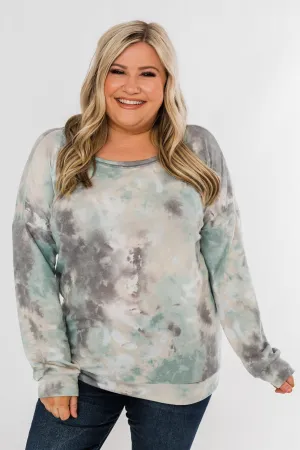 Lost In This Moment Tie Dye Pullover Top- Sage, Oatmeal, Grey
