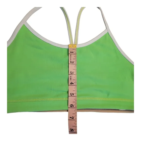 Lululemon Flow Y Bra IV Zippy Neon Green and White Size 8 Racerback Sports Bra