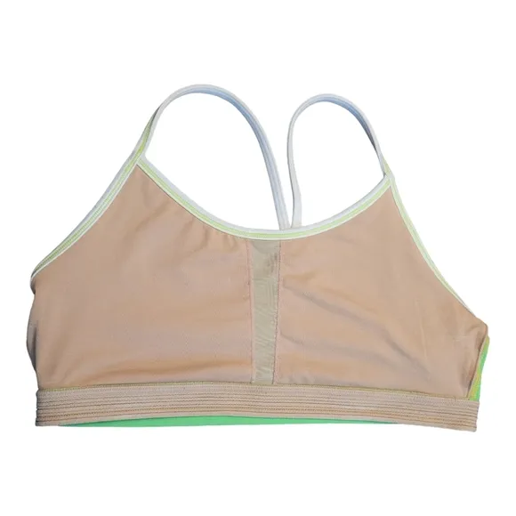 Lululemon Flow Y Bra IV Zippy Neon Green and White Size 8 Racerback Sports Bra
