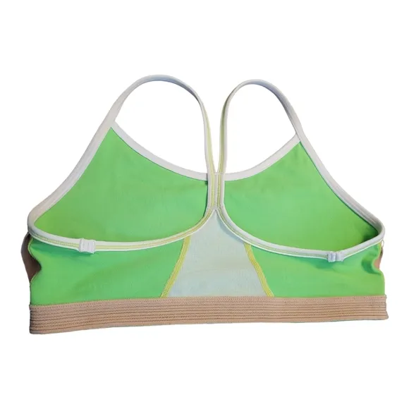 Lululemon Flow Y Bra IV Zippy Neon Green and White Size 8 Racerback Sports Bra