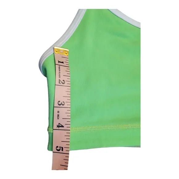 Lululemon Flow Y Bra IV Zippy Neon Green and White Size 8 Racerback Sports Bra