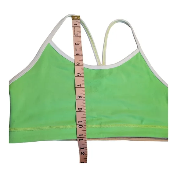 Lululemon Flow Y Bra IV Zippy Neon Green and White Size 8 Racerback Sports Bra