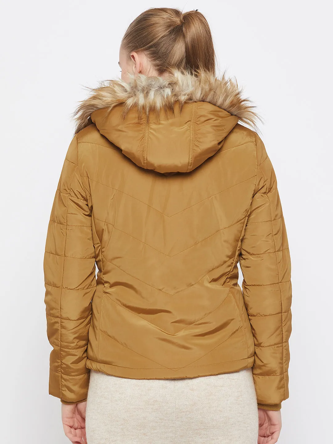 Madame Hooded Mustard Yellow Puffer Jacket