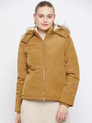 Madame Hooded Mustard Yellow Puffer Jacket