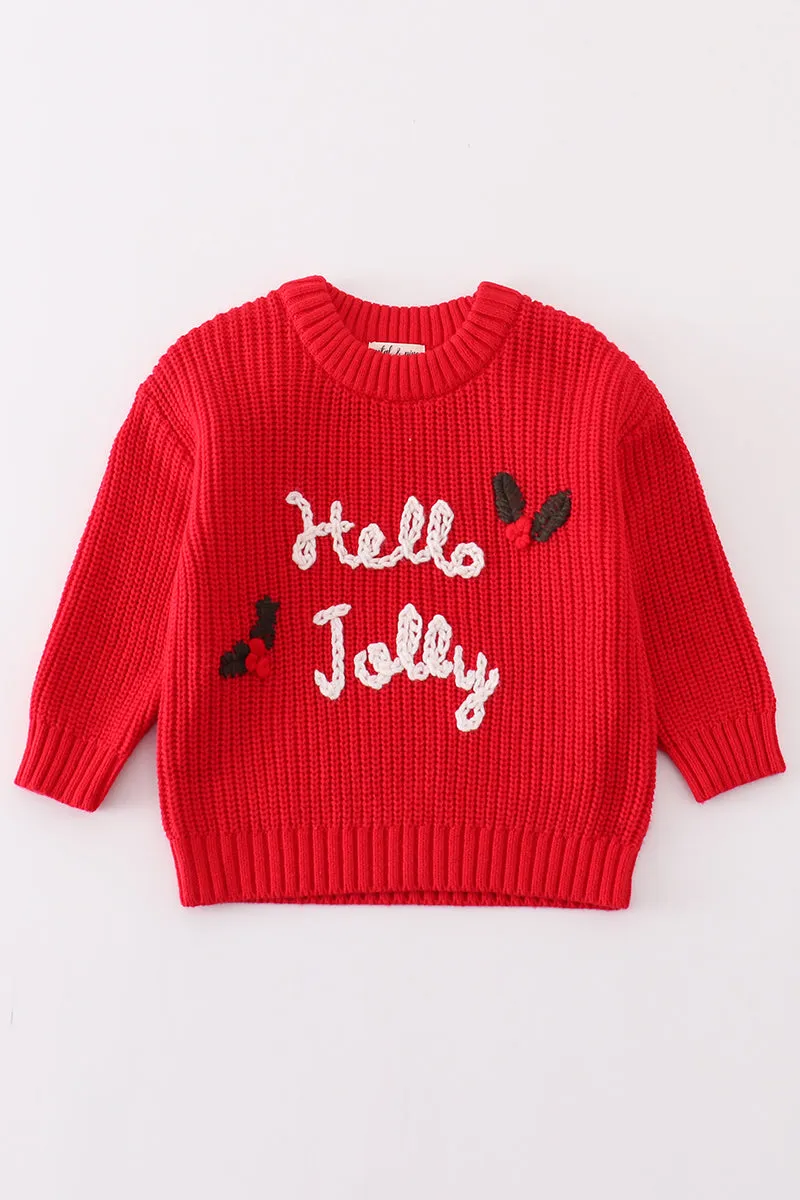 Maroon Hello Jolly Hand-embroidery Jumper Sweater