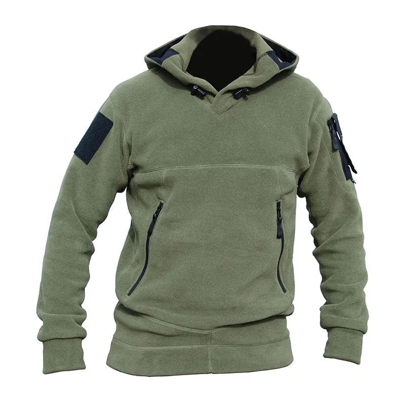 Men Outdoor Winter Warm Military Polar Fleece Hooded Sweatshirts