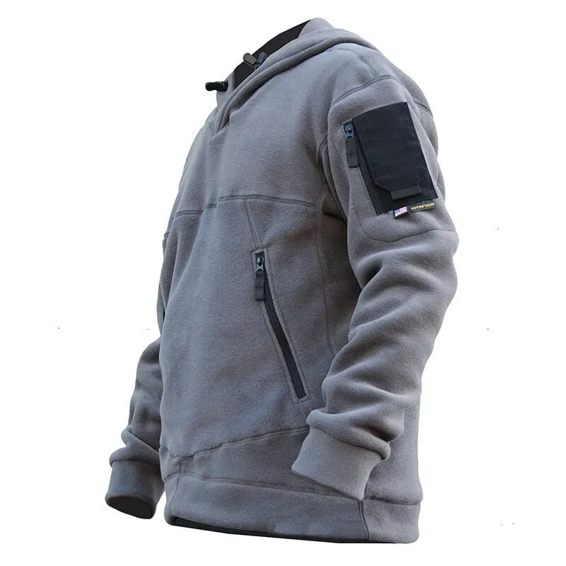 Men Outdoor Winter Warm Military Polar Fleece Hooded Sweatshirts