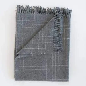 Merino Lambswool Throw | Checked Graphite