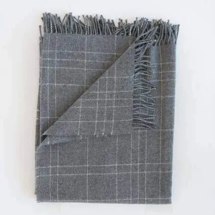 Merino Lambswool Throw | Checked Graphite