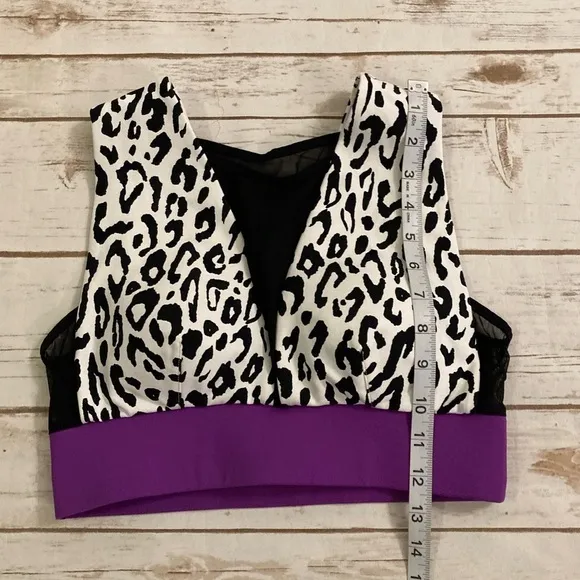 MICHI POLARIS LEOPARD PRINTED LONGLINE BRA - IVORY ORCHID