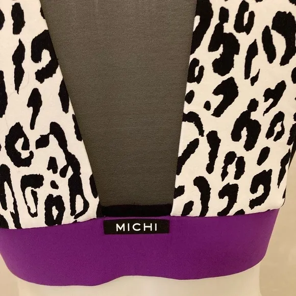 MICHI POLARIS LEOPARD PRINTED LONGLINE BRA - IVORY ORCHID