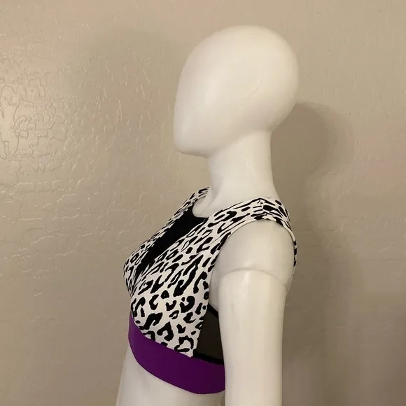 MICHI POLARIS LEOPARD PRINTED LONGLINE BRA - IVORY ORCHID