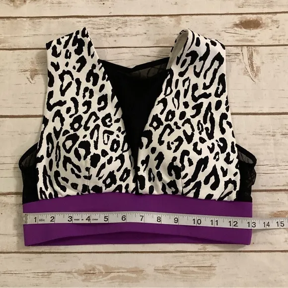 MICHI POLARIS LEOPARD PRINTED LONGLINE BRA - IVORY ORCHID