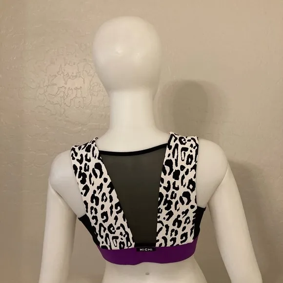 MICHI POLARIS LEOPARD PRINTED LONGLINE BRA - IVORY ORCHID